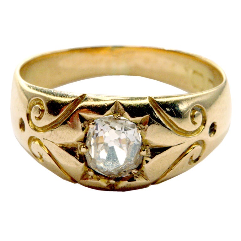 ANTIQUE GOLD & DIAMOND RING For Sale