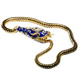 Antique Enameled Serpent Necklace