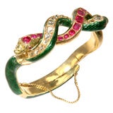 Antique Diamond & Ruby Twisted Snakes Bracelet