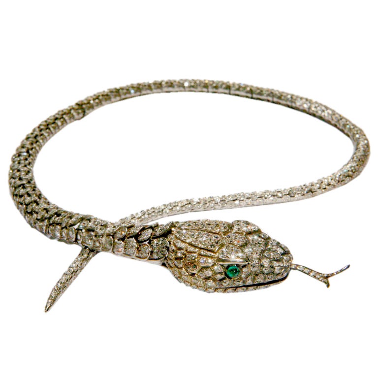 Articulated Diamond Snake Necklace