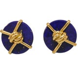 CARTIER Lapis Gold Knot Earclips