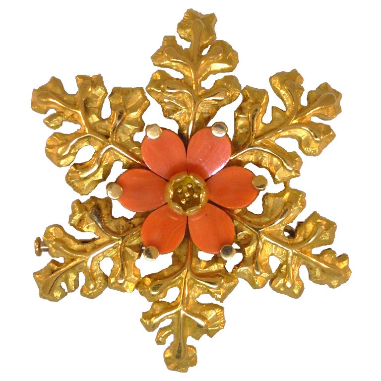 Bulgari gold and coral flower suite
