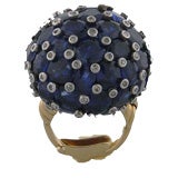 Sapphire and diamond bombe ring