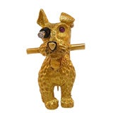Cartier 18kt dog with stick pin