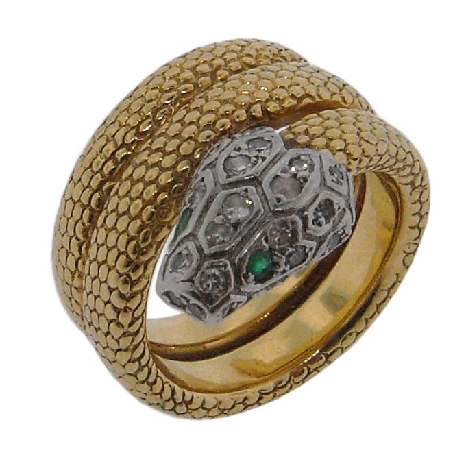 Gold and diamond snake ring by Cartier Paris at 1stDibs | картье змейка,  vintage snake ring, bague cartier serpent