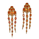 Fire opal and diamond earrings by Marilyn F. Cooperman