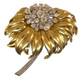 Vintage Cartier London gold and diamond flower brooch