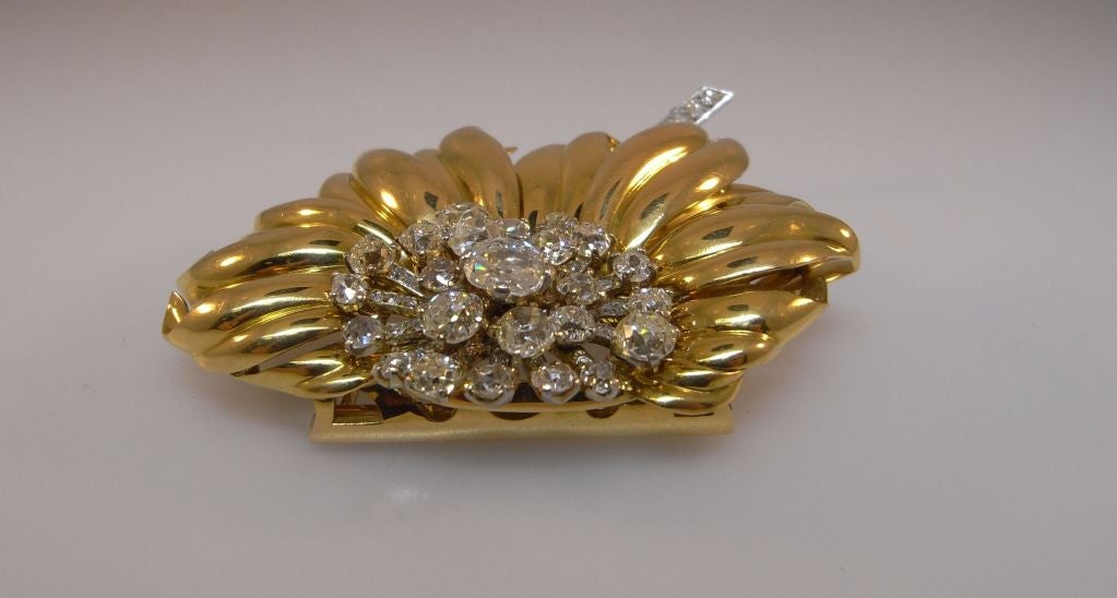 Cartier London gold and diamond flower brooch 2