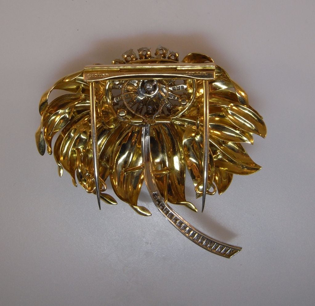 Cartier London gold and diamond flower brooch 3