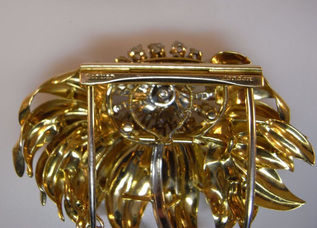 Cartier London gold and diamond flower brooch 4
