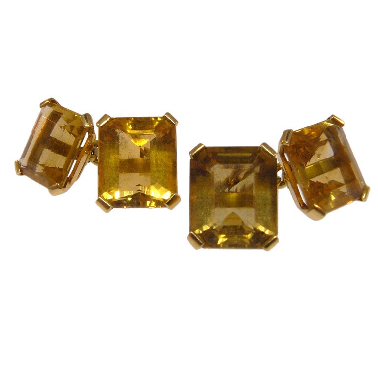 Citrine and gold cufflinks by Suzanne Belperron For Sale
