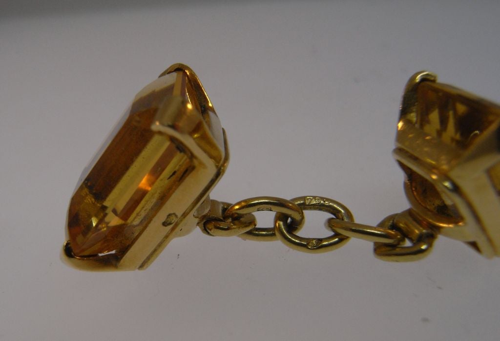 Women's or Men's Citrine and gold cufflinks by Suzanne Belperron For Sale