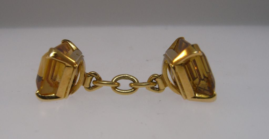 Citrine and gold cufflinks by Suzanne Belperron For Sale 1