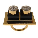 Vintage Gold, onyx and diamond ring by Ettore Sottsass