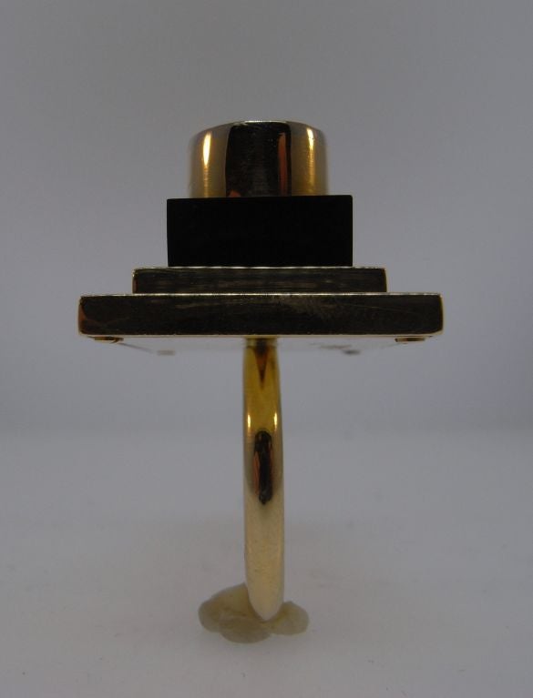 Gold, onyx and diamond ring by Ettore Sottsass For Sale 4