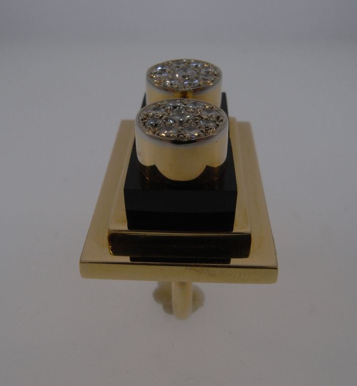 Gold, onyx and diamond ring by Ettore Sottsass For Sale 1