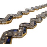 A pair of Art Deco sapphire and diamond zig-zag bracelets