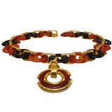 18kt gold, onyx and carnelian necklace by Cipullo for Cartier