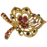 18kt gold and gem-set fish brooch by Aldo Cipullo for Cartier