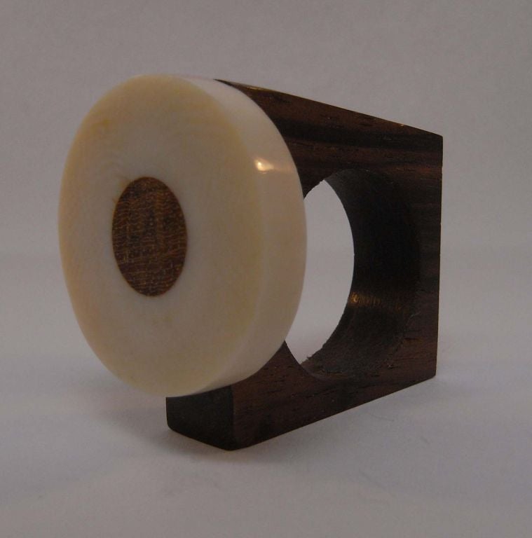 An ivory and wood disc ring by Catherine Noll 3