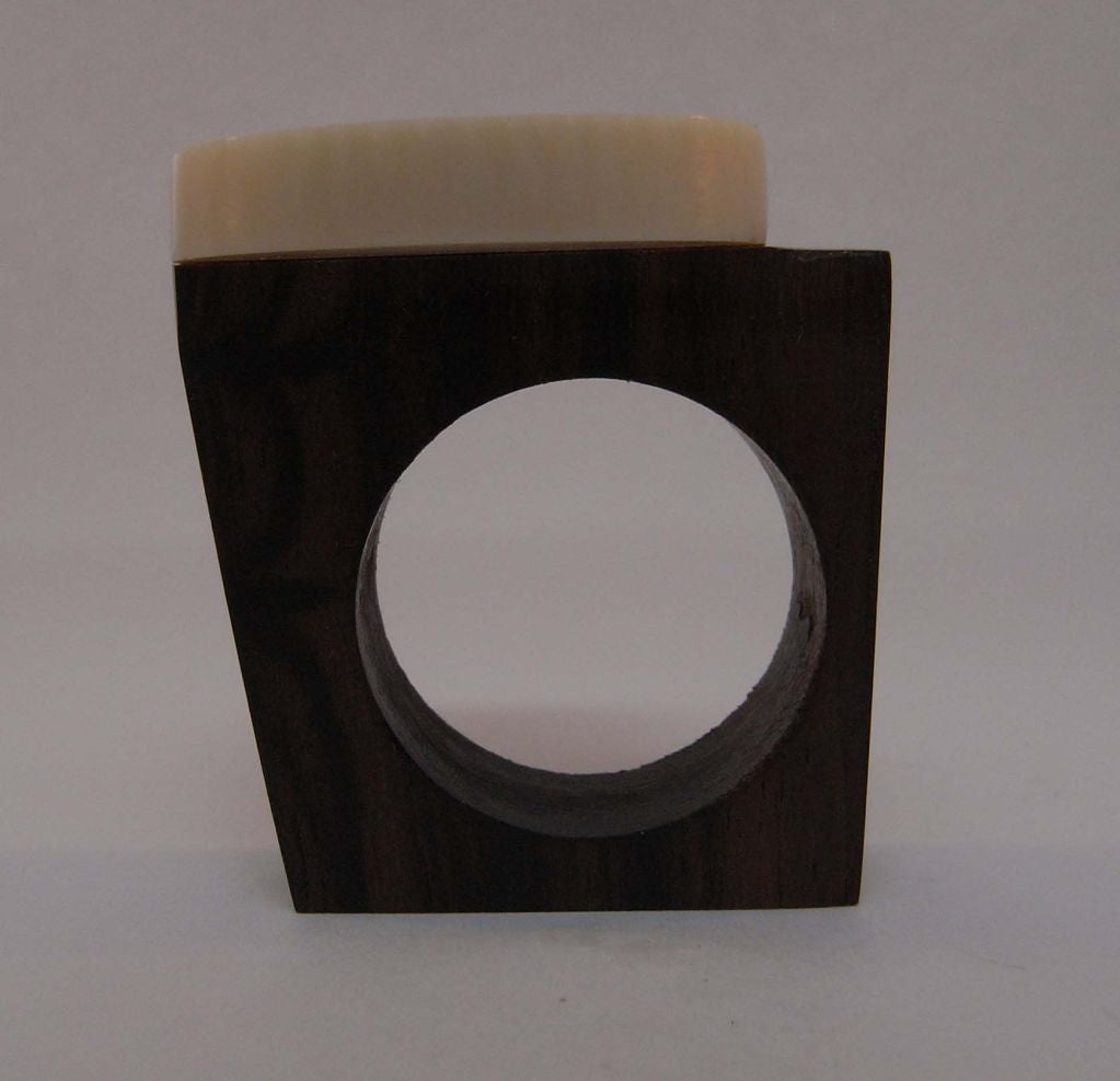 An ivory and wood disc ring by Catherine Noll 4