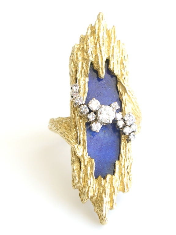Lapis, Diamond and Gold Ring by Tabbah c.1960