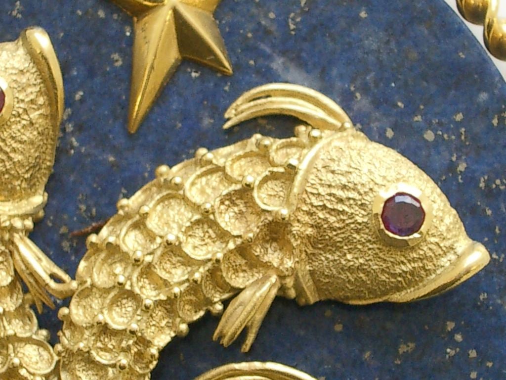 Fische-Anhänger aus Gold und Lapislazuli Damen