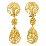 Gold Ear Clips, Italian c1960