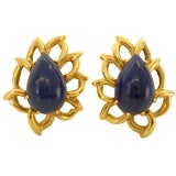 Gold and Lapis Lazuli Ear Clips by David Webb c1960