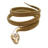Gold and Diamond Snake Bracelet