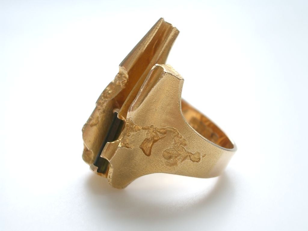 Gold and Tourmaline Ring by B. Weckstrom for Lapponia, 1974 1