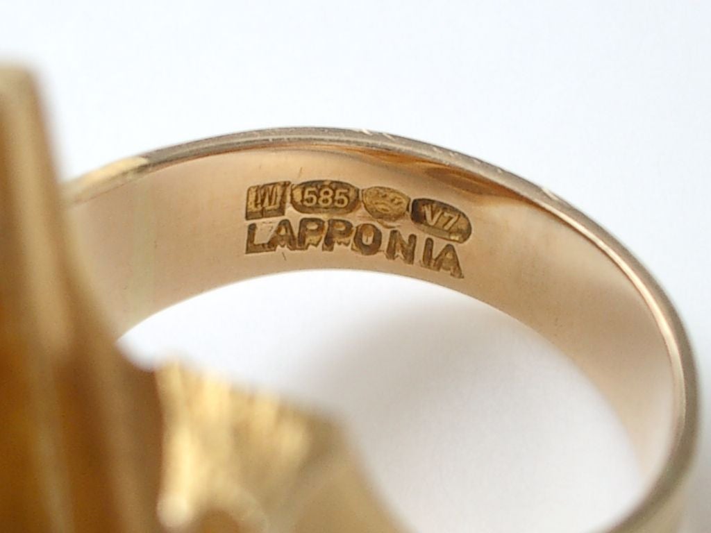 Gold and Tourmaline Ring by B. Weckstrom for Lapponia, 1974 2