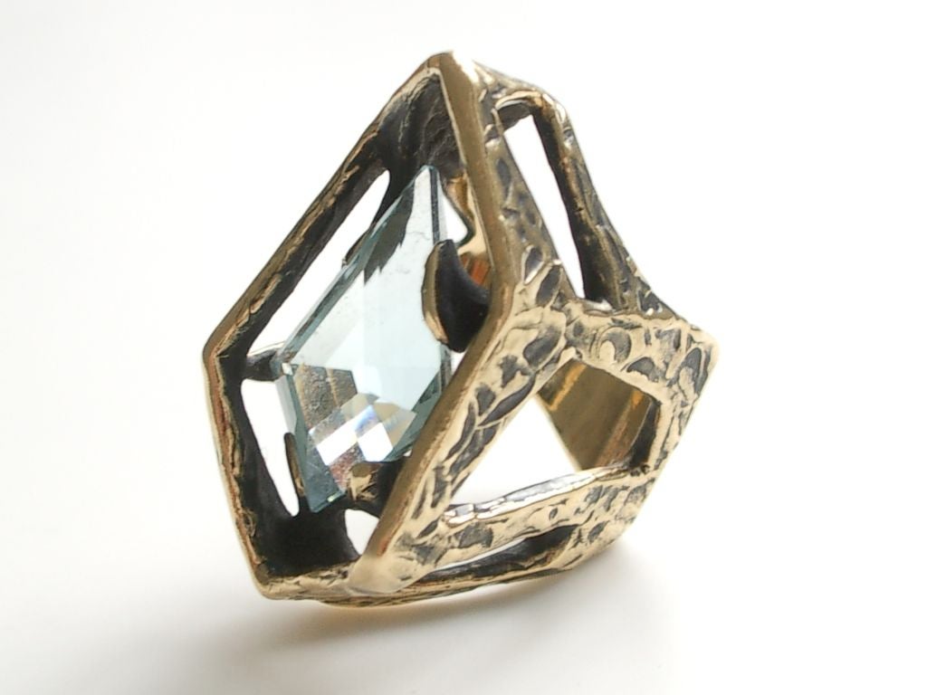 Gold and Aquamarine Ring by Grabowski c1960 1
