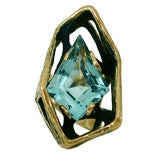 Gold and Aquamarine Ring by Grabowski c1960 Gold and Aquamarine Ring by Grabowski c1960