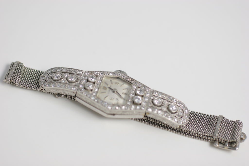 Women's Art Deco, Diamond Watch, 2.50 cts, with Mesh Band