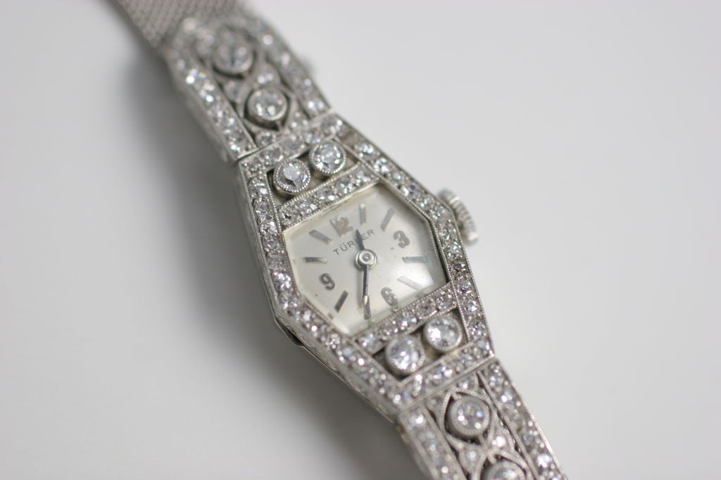 Art Deco, Diamond Watch, 2.50 cts, with Mesh Band 1