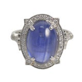 Cabachon Sapphire & Diamond Ring, 5 cts