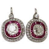 Genuine Ruby 
Old Mine Earrings