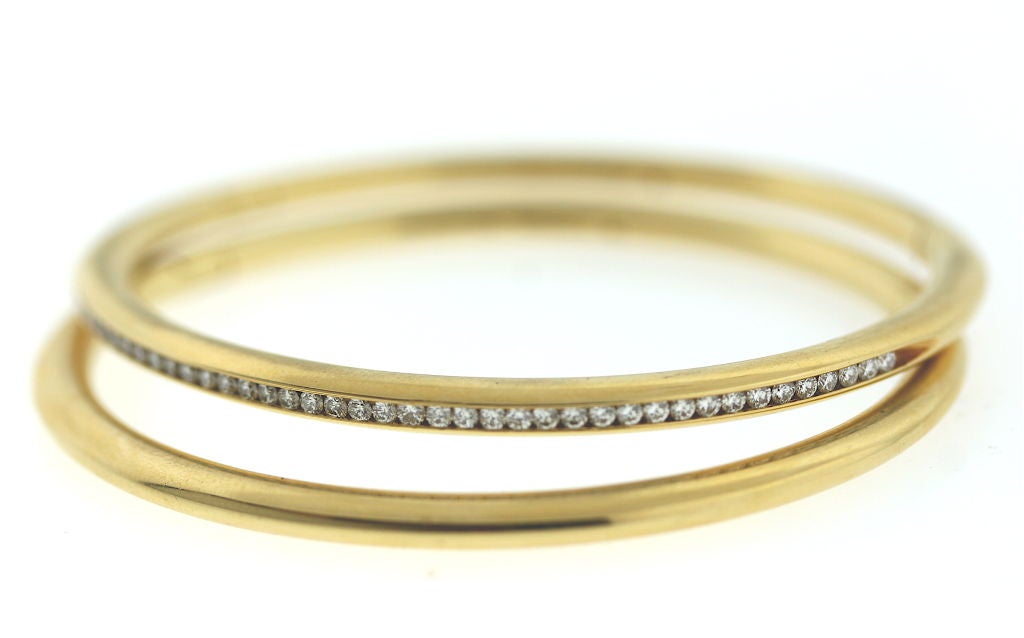 Pair of Gold and Diamond Bangles