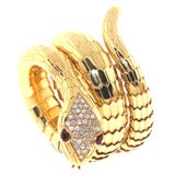 Serpent Flexible Wrap 18k Gold and Diamond Bracelet