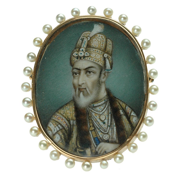 An antique portrait miniature brooch, of Bahadur Shah