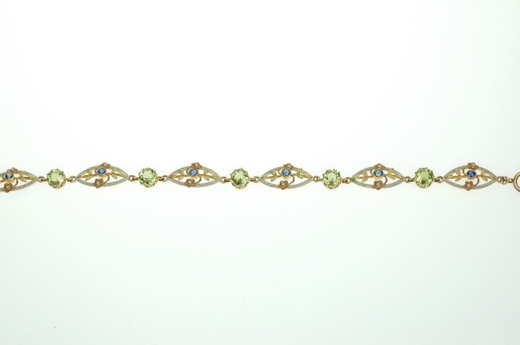 Belle Époque peridot sapphire and gold bracelet