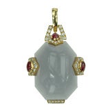A chalcedony ruby and diamond pendant by David Webb