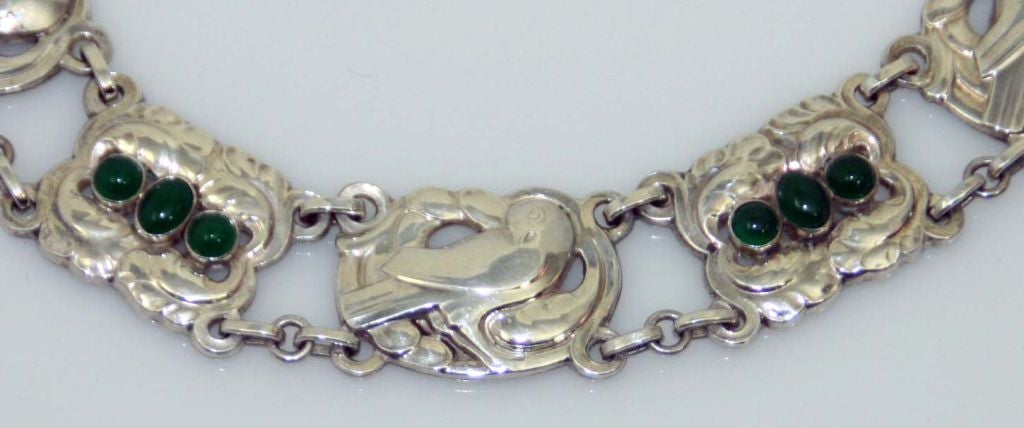 Georg Jensen Bird Necklace with Chrysophrase