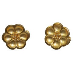 Antique Georg Jensen 18kt  Gold floral Earrings