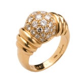 Boucheron gold ring with pave diamonds
