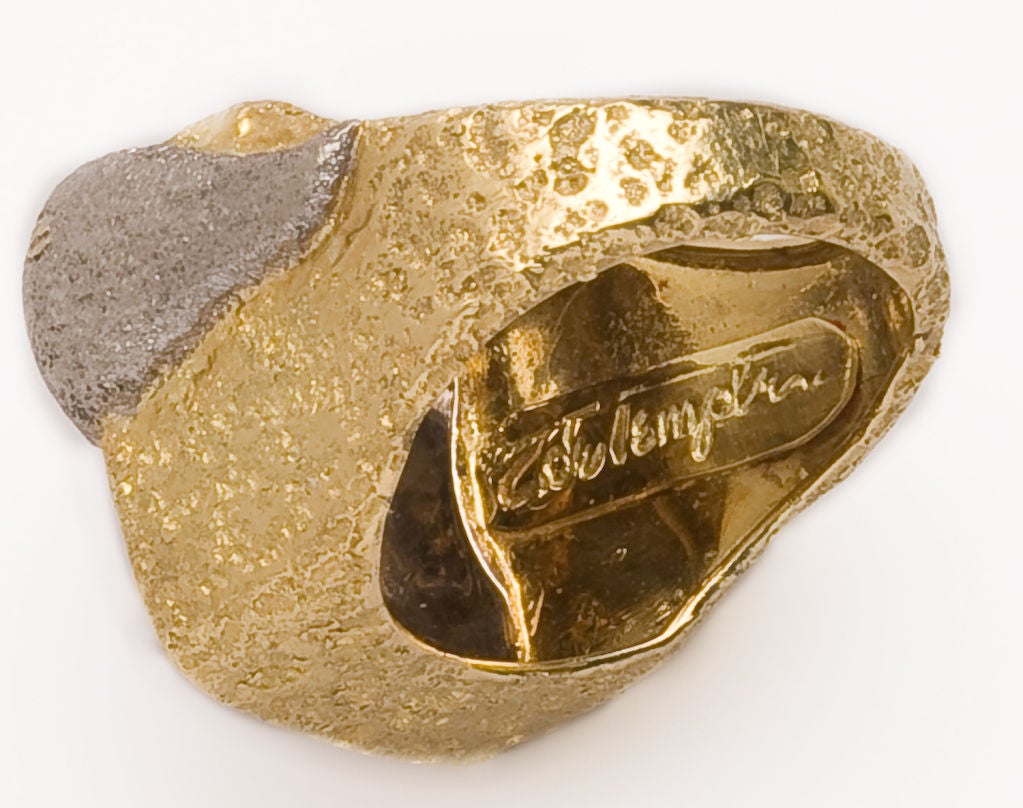 18kt gold ring with platinum and diamond designed and made by Charles de Temple in the 1950's.  The ring is signed (see photo).  Size is 6.25.