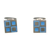 Georg Jensen blue enamel "Mosaic" cufflinks