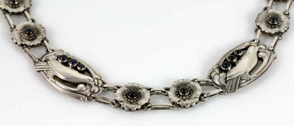 Georg Jensen floral & bird necklace #26 with labradorite
