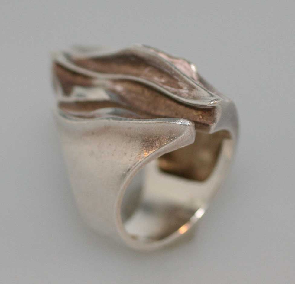 Bague Sculpturale En Argent 925 Par Bjorn Weckstrom Pour Lapponia - Taille 54